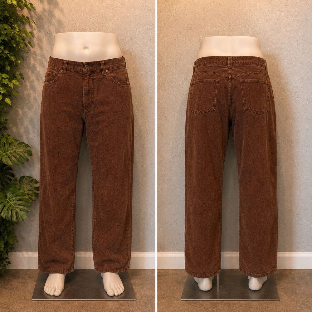 L.L. Bean Standard Fit Corduroy Straight Leg Heritage Classic Mens Brown 34x32